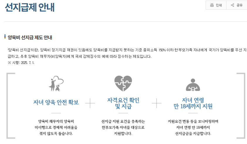 양육비 선지급제 안내