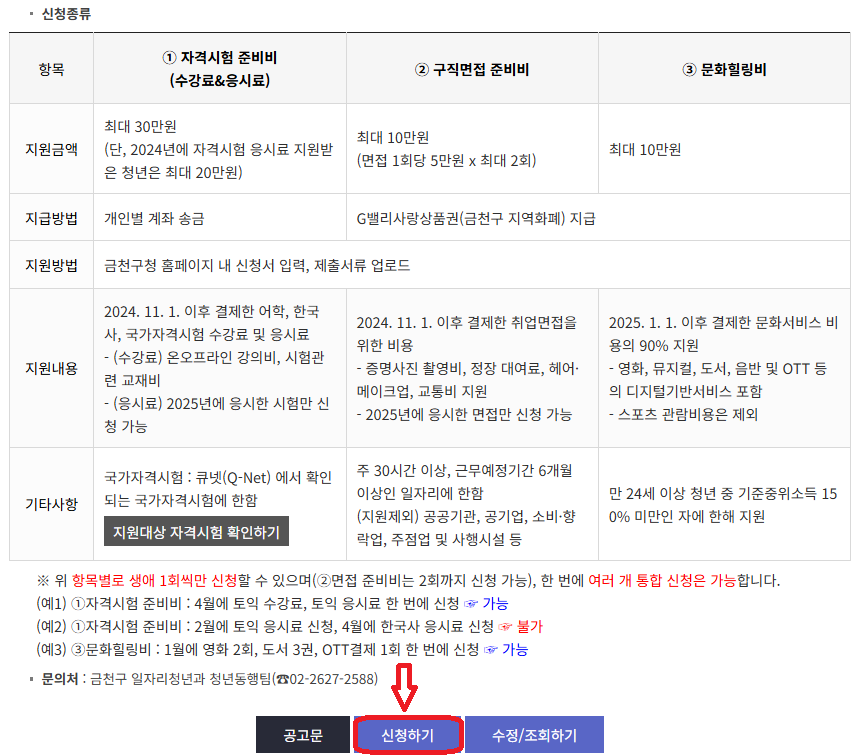 금천형 취업성공키트 신청하기
