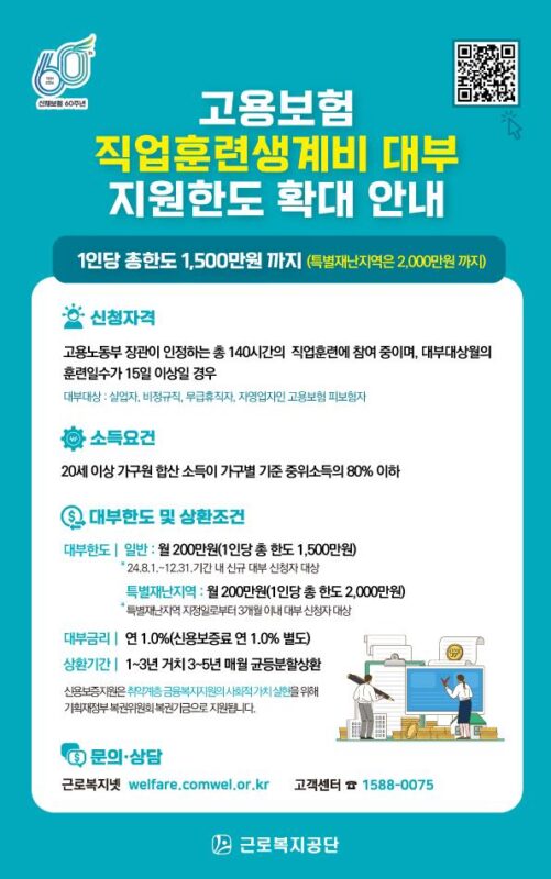 직업훈련생계비대출 후기
지원한도 확대 안내