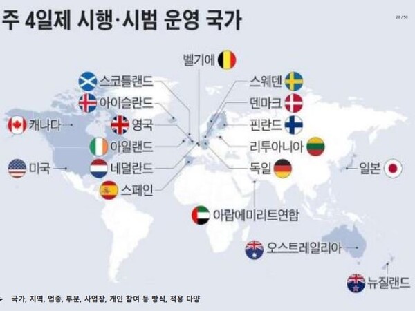 주4일제 도입 시행 시범 국가