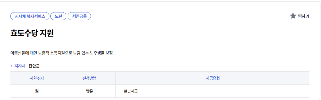 복지로 효도수당 지원내용