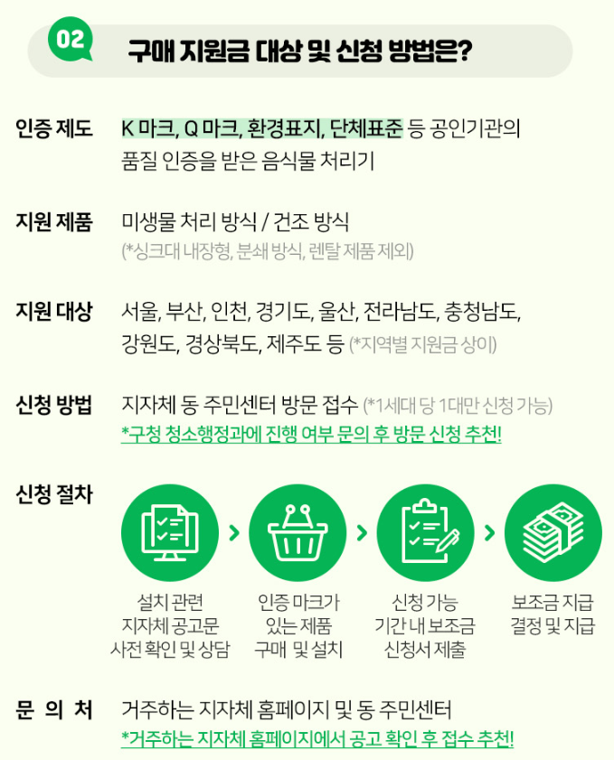음식물처리기 정부지원금 신청방법