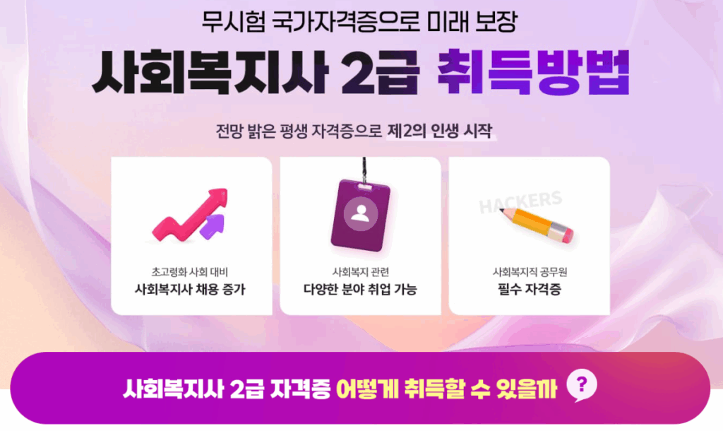 사회복지사2급 학점은행제
해커스 취득방법 확인